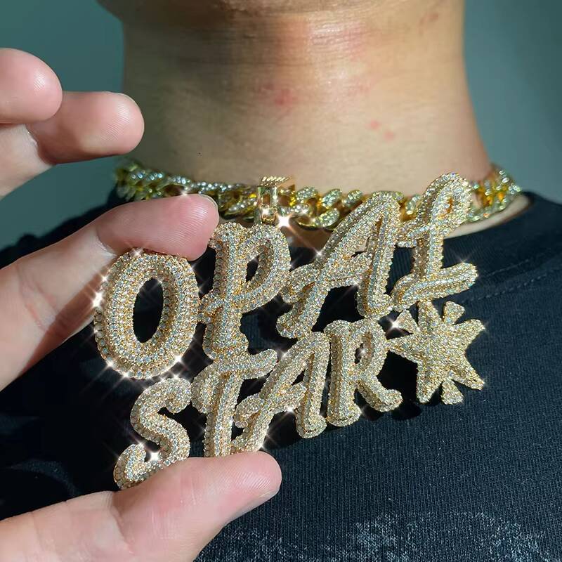Custom Jewelry Designer Iced Out Diamonds silver Letter vvs moissanite Customised Name Necklace