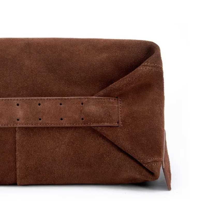Simple Autumn Winter Colletion Grey Brown Roomy Big Boston Tote Soft Matte Suede Cow Leather Womens Handbag Shoulder Bag H260306