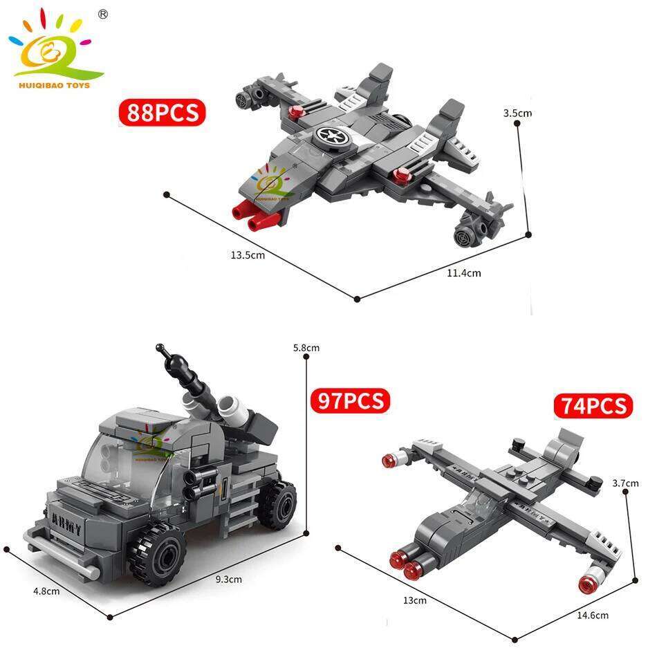 HUIQIBAO WW2 Military Tank 648pcs 6in1 Building Blocks Set Truck Plane Army Bricks City Construction Toy For Children Kids Game Z260306