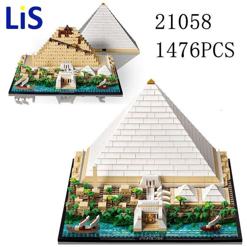 The Great Pyramid of Giza Model City Architecture Street View Set Moc Building Blocks 21058 DIY Assembled Toys Z260306