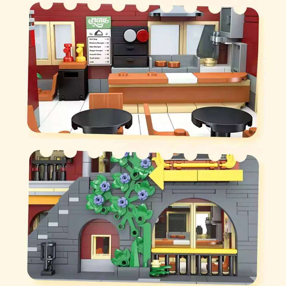 3289PCS Burger Shop Building Blocks House Model With Light City View Street Scence Subway Bricks Toys Kids Girls Adult Gifts Z260305