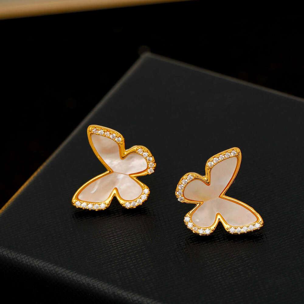 Butterfly Shell Zircon Elegant Earrings 2024 New Popular Model High-end Earrings