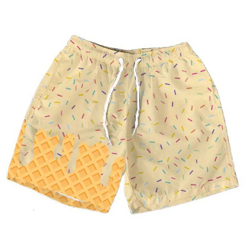 Multi Color Ice Cream Graphic Beach Shorts For Men Kids 3d Printed Cartoon Hawaiian Swimming Trunks Summer Loose Board Shorts X260306