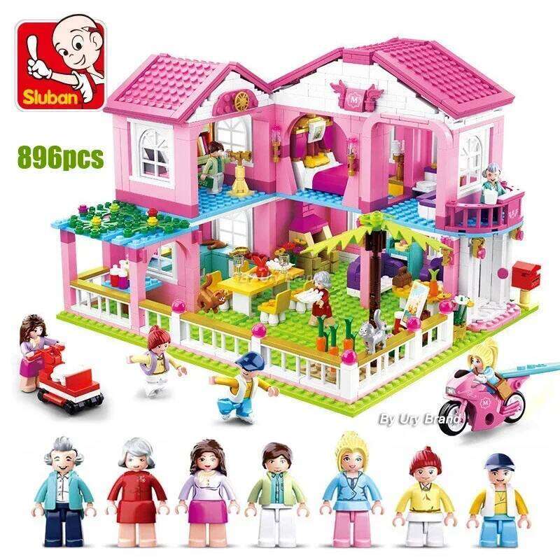 Sluban Friends City House Princess Castle Sets for Girls Apartment Garden Casa Villa Building Blocks Figures Toys Kids DIY Gifts Z260305