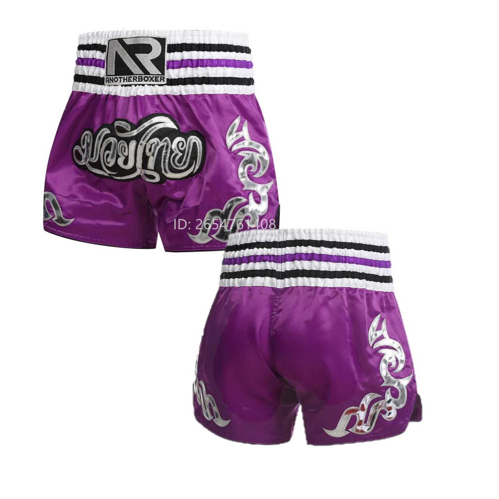 ANOTHERBOXER Muay Thai Shorts Embroidered Traditional Boxing Pants Sportswear for Men Women Breathable Training Kids Shorts X260306