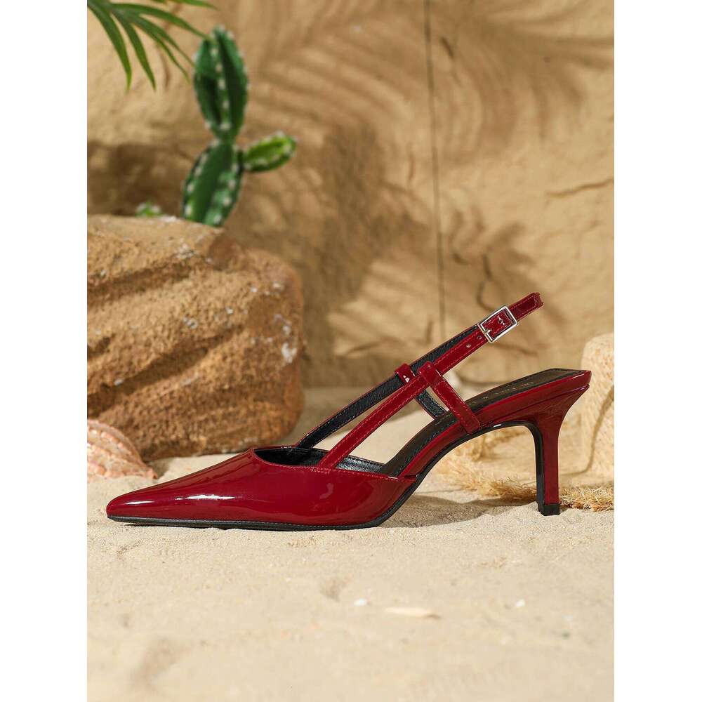 Women's Fashion Patent Leather Pointed-Toe Low-Cut Stiletto Pumps
