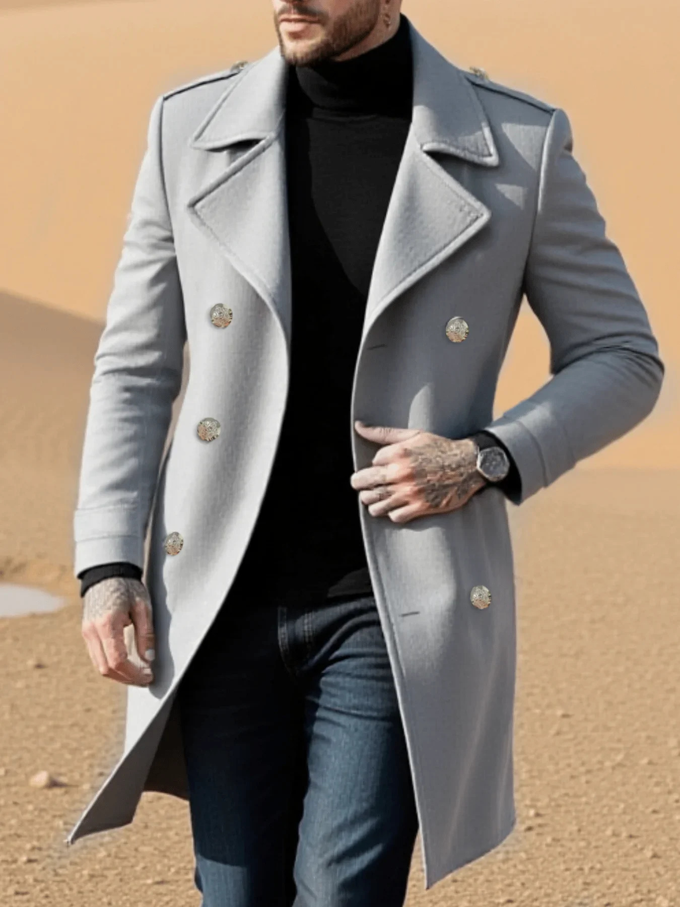Mens Woolen Overcoat DoubleBreasted EuroUS Style Thickened Windproof Business Casual Tweed Trench Outerwears Male Clothes 260302
