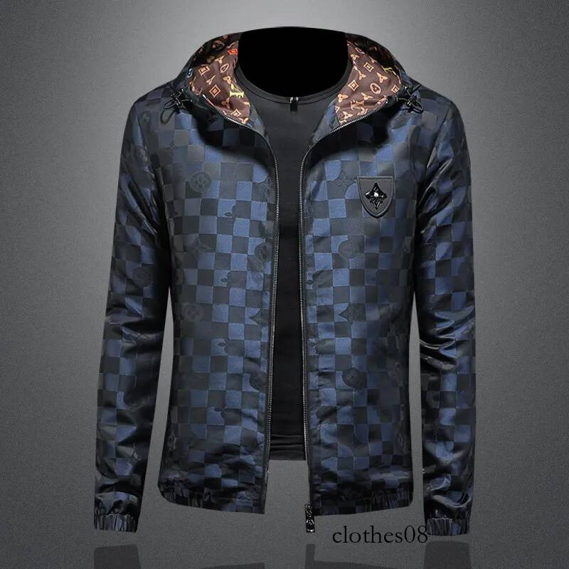 Trendy Plaid Hooded Jaet Men's 2026 New Spring Autumn Casual Haome High-End Feel Outerwear Polyester Long Sve Zipper