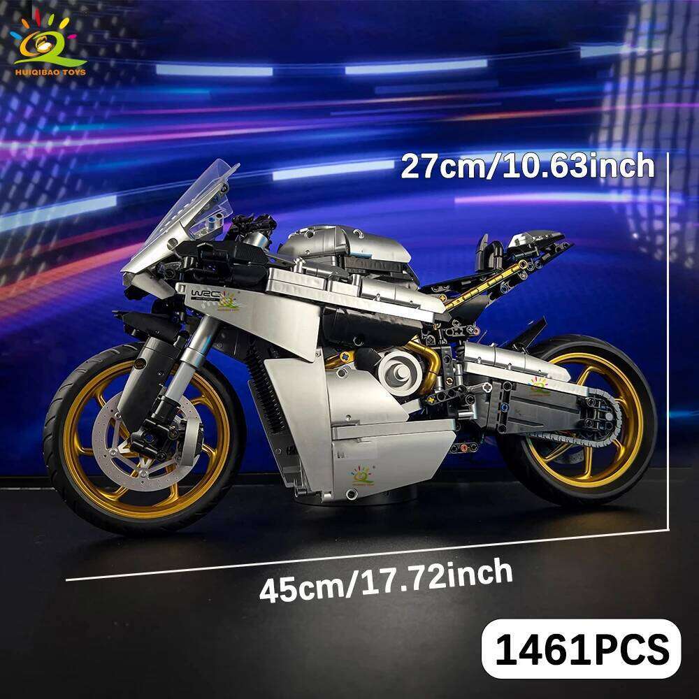 HUIQIBAO MOC 1641PCS 1:5 motorcycle Model Building Blocks Technical Motorbike Bricks Toy for Adult Moto Collection Ornaments Z260306