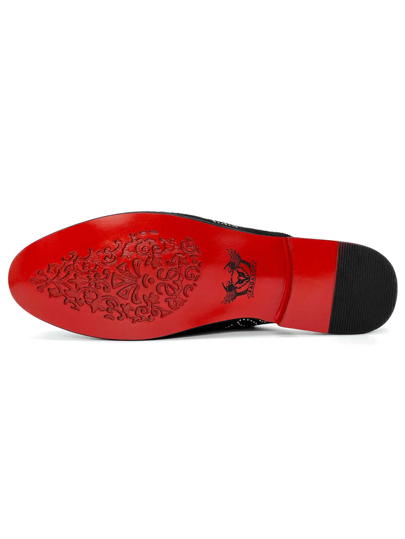 Men's Black Velvet Mules with Rhinestone Letter Pattern Backless Slip-On Loafers Fashion Streetwear Slippers