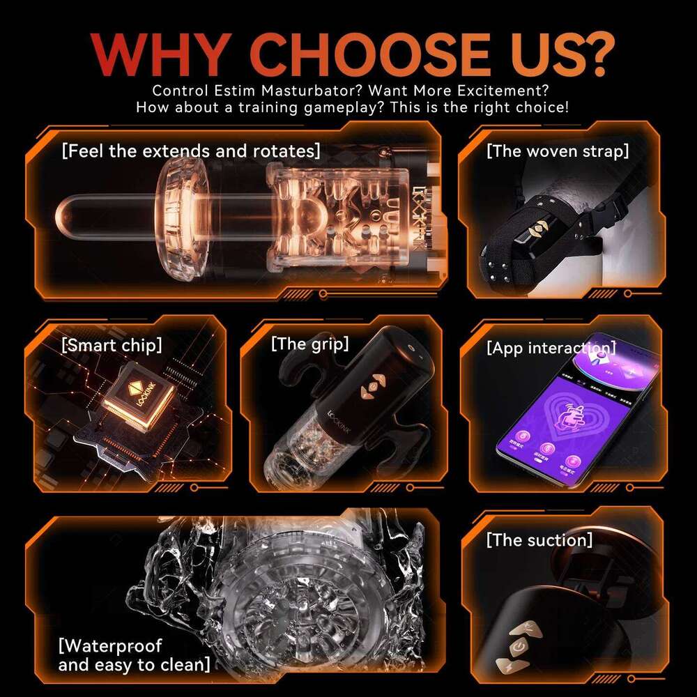 LOCKINK Male Electric Shock Masturbator Pocket Pussy Automatic Men Masturbation Cup Intelligent Penis Training Vibrator Sex Toys W260305