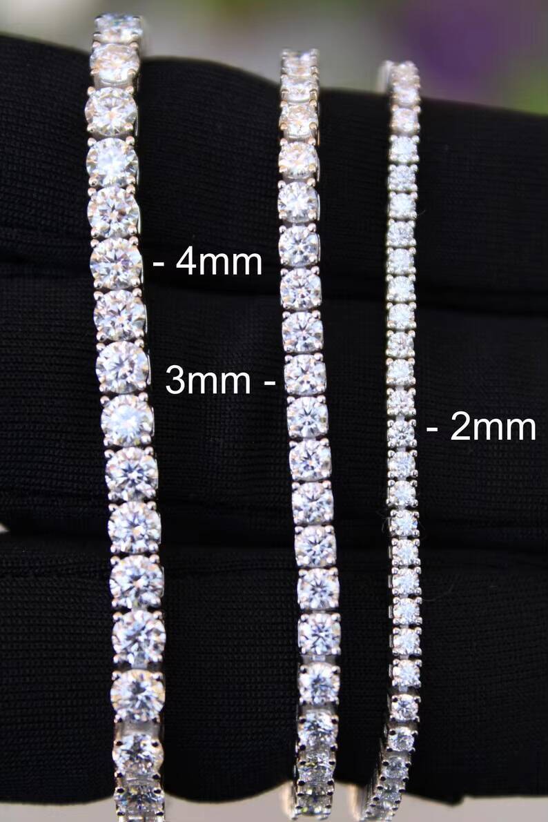 SMOB Hip Hop 2-4MM Moissanite Tennis Bracelet 925 Sterling Silver VVS Tennis Bracelet Passes Diamond Tester Anniversary Gift