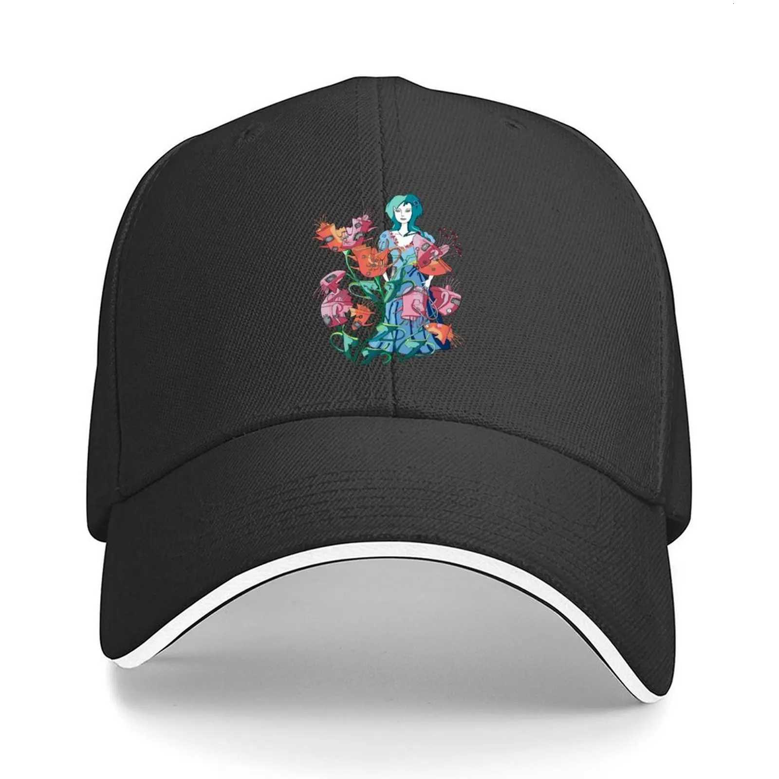 Woman and flowers from broken cups Baseball Cap Beach Outing Beach Bag Trucker Hat sailor cap for men Women Beach Fashion Mens S260306