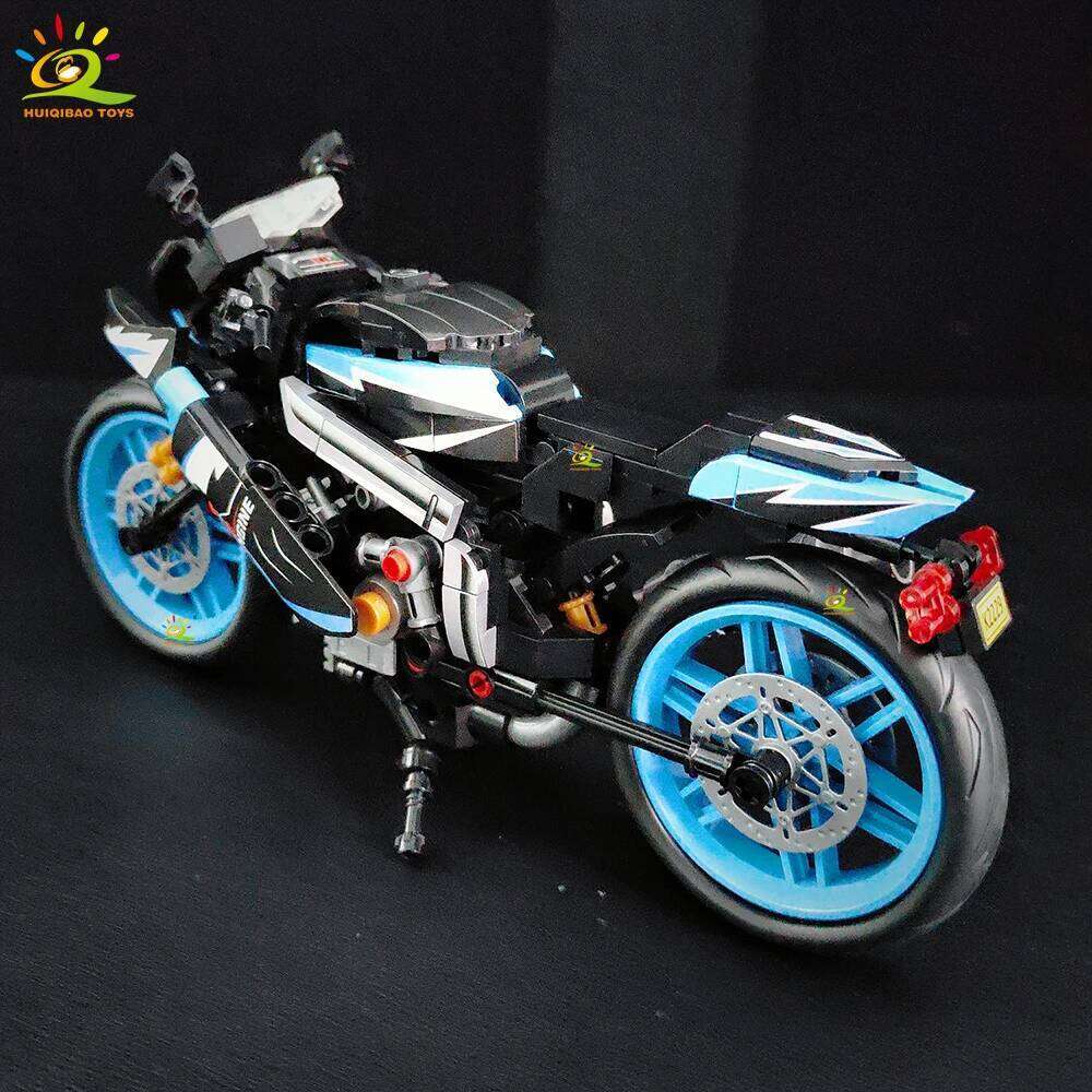 HUIQIBAO MOC Motorbike Model Building Blocks City Moto Racer Bricks Toy for Kids Boy Children Adult Car Set home Decoration Z260306