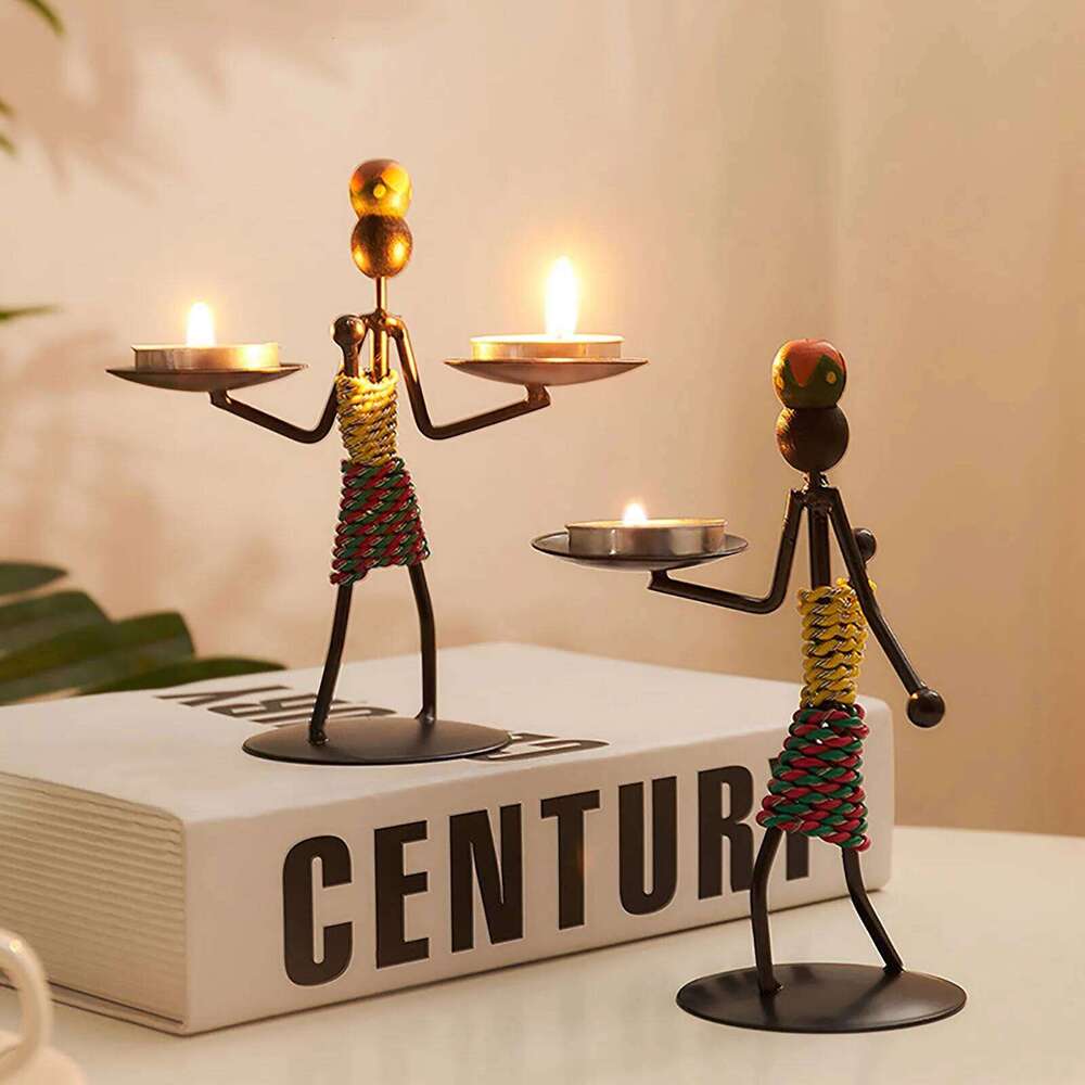 1pcs African Style Creative Restaurant Table Bar Decoration Metal Candle Holder Home Decor XJ260305