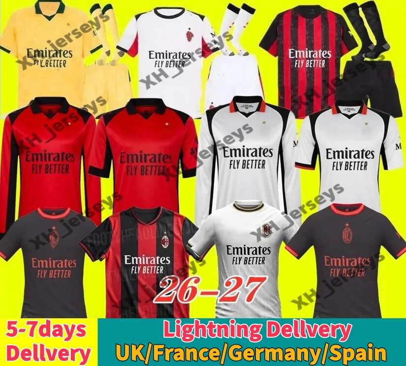 4XL 2026 2027 A C MILANS Soccer Jerseys PULISIC FULLKRUG NKUNKU RAFA LEAO MODRIC Long sleeves Football Shirts 26 27 RICCI Goalkeeper MILANJersey kids kits