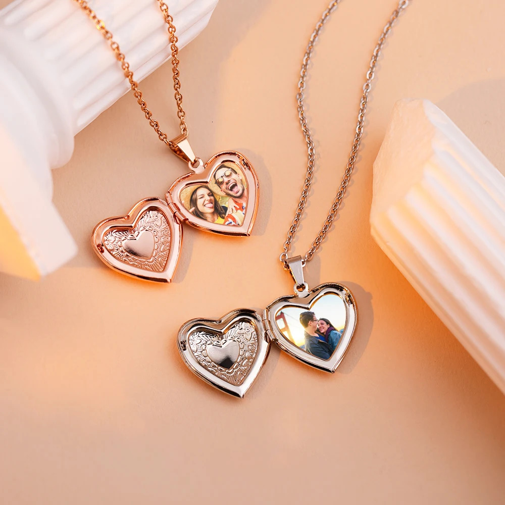MaiLun 1pc Custom Po Heart Locket Pendant Necklace Women Necklace Personalized Souvenir Gift 260302