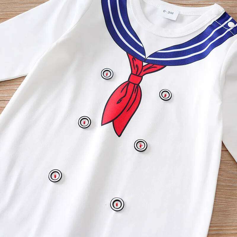 Newborn Clothes Cute Cartoon Navy Dress Comfortable Soft 0-18 Boys Girls Spring And Autumn Long Sleeved Baby Jumpsuit Z260306