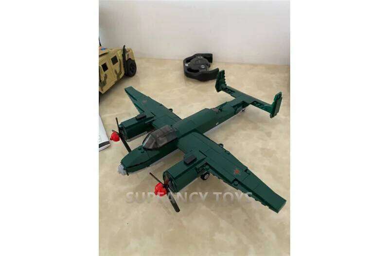 Sluban 311Pcs WWII Air Force TU-2 Medium Bomber Military Aircraft Model Educational Toy for Children Z260305