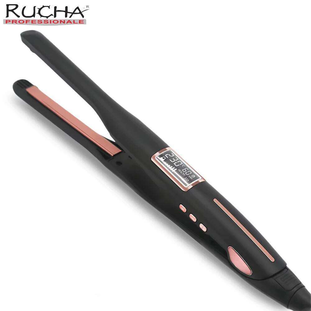 Curler 450F Pencil Flat Iron 10mm Titanium Thinnest Narrow Mini Straightener for Beard Short Hair Styling Tool 26Y0306
