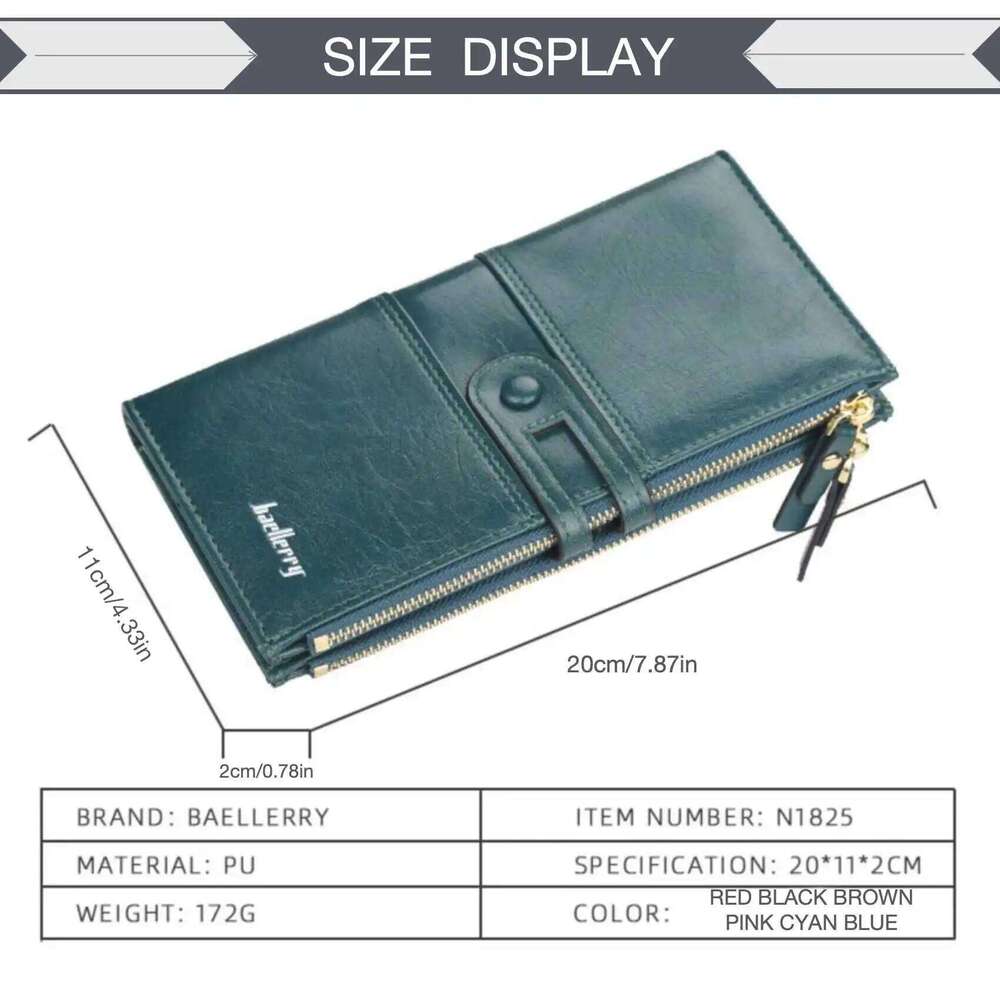 Large Capacity Double Zipper Buckle Long Leather Wallet For Women Fashion Multi-Slot Clutch Bag Vintage Card Holder Coin Purse C260304