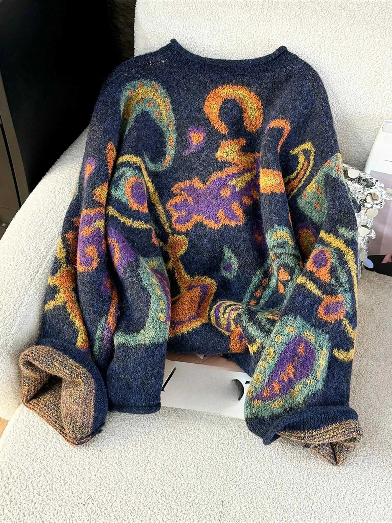 Gagaok Sweater Cardigan Women Autumn Retro Korean Fashion Thick Metal Buckle Embroidery Knitted Jacket Gentle Vintage Clothes M260306