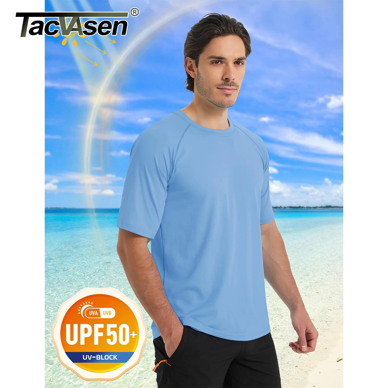 TACVASEN UPF 80 Sun Protection Tshirts Mens Quick Dry Short Sleeve Athlectic T Shirts Hiking Running Swim Tee Tops 260302