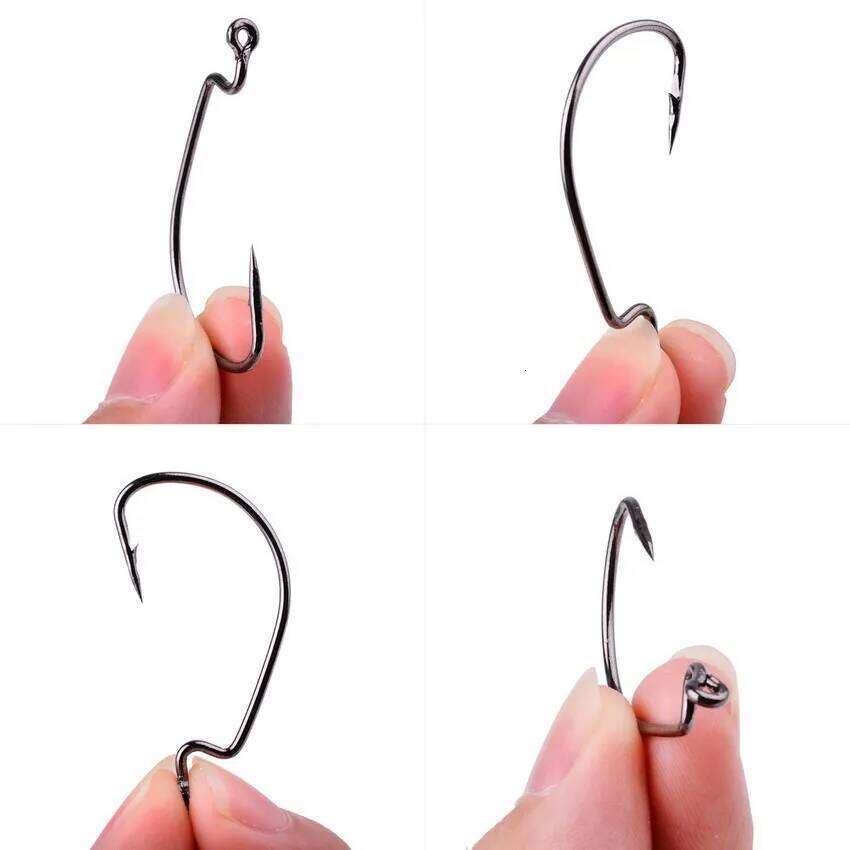 10pc/Box Set Wide Crank Offset Fishhook For Soft Worm Lure Fish Barbed Hook Carp Fishing Hooks Tackle S260305