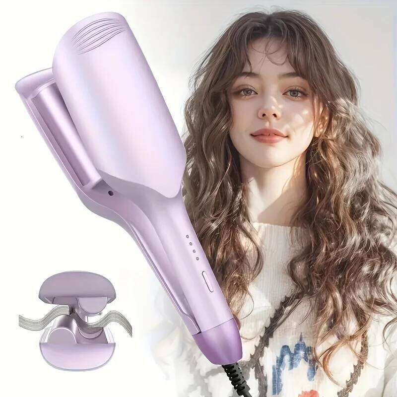 Anti scald design curling iron 32mm/1.26-inch water ripple effect for large wave curls - easy styling hair stick with 4 temperat 26Y0306