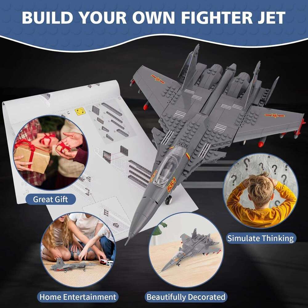 Air Force Block Collection - Building block aircraft toys for children over 6 years old and adults Z260305