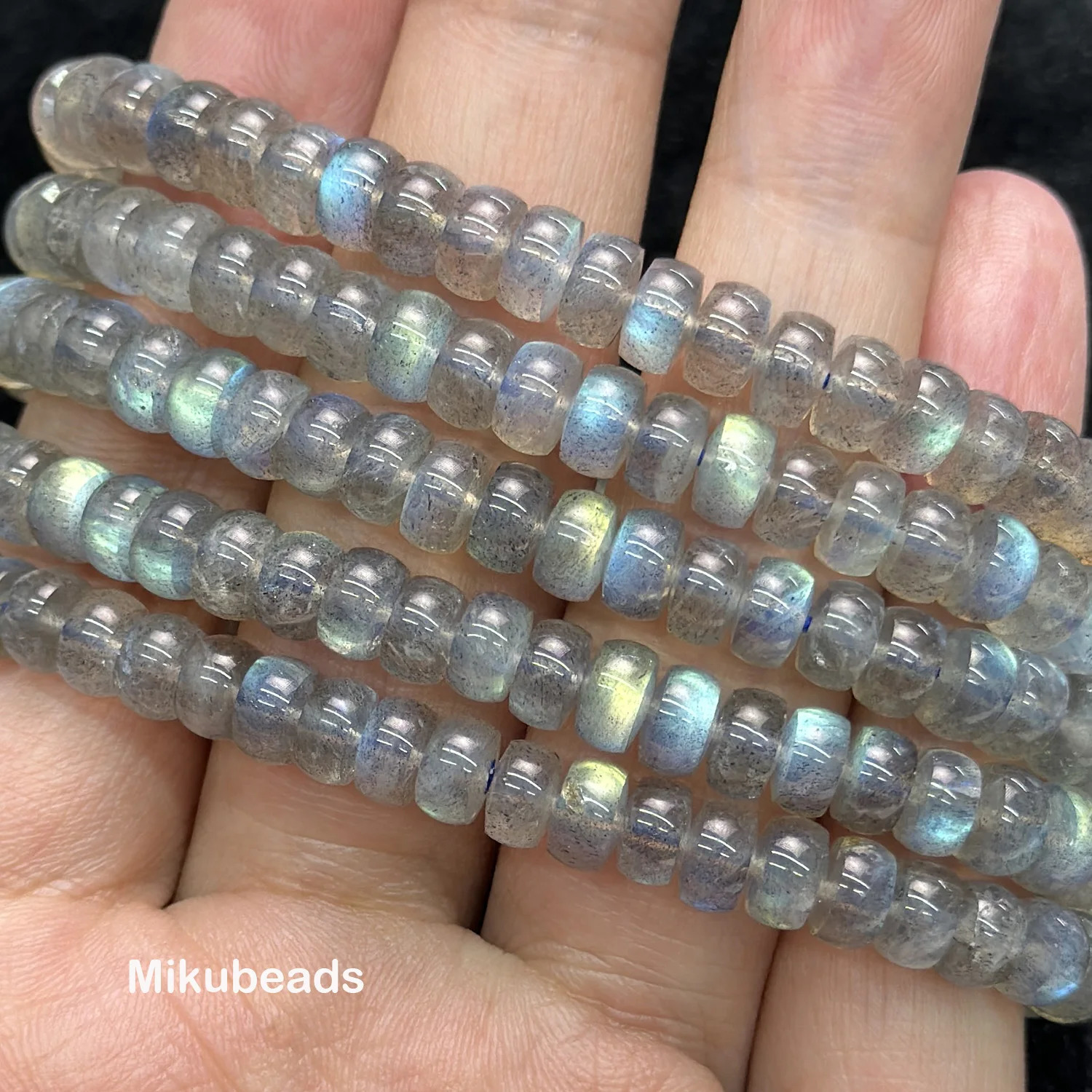 Wholesale Natural 36mm 3A Madagascar Labradorite Rondelle Smooth Loose Beads For Making Jewelry DIY Necklace Bracelet 260302