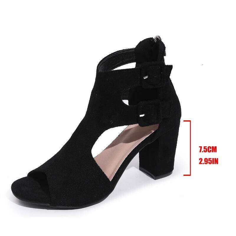 2025 Spring/Summer New Women's Fashion Simple High Heel with Hollow Design Comfortable Non slip Sandals