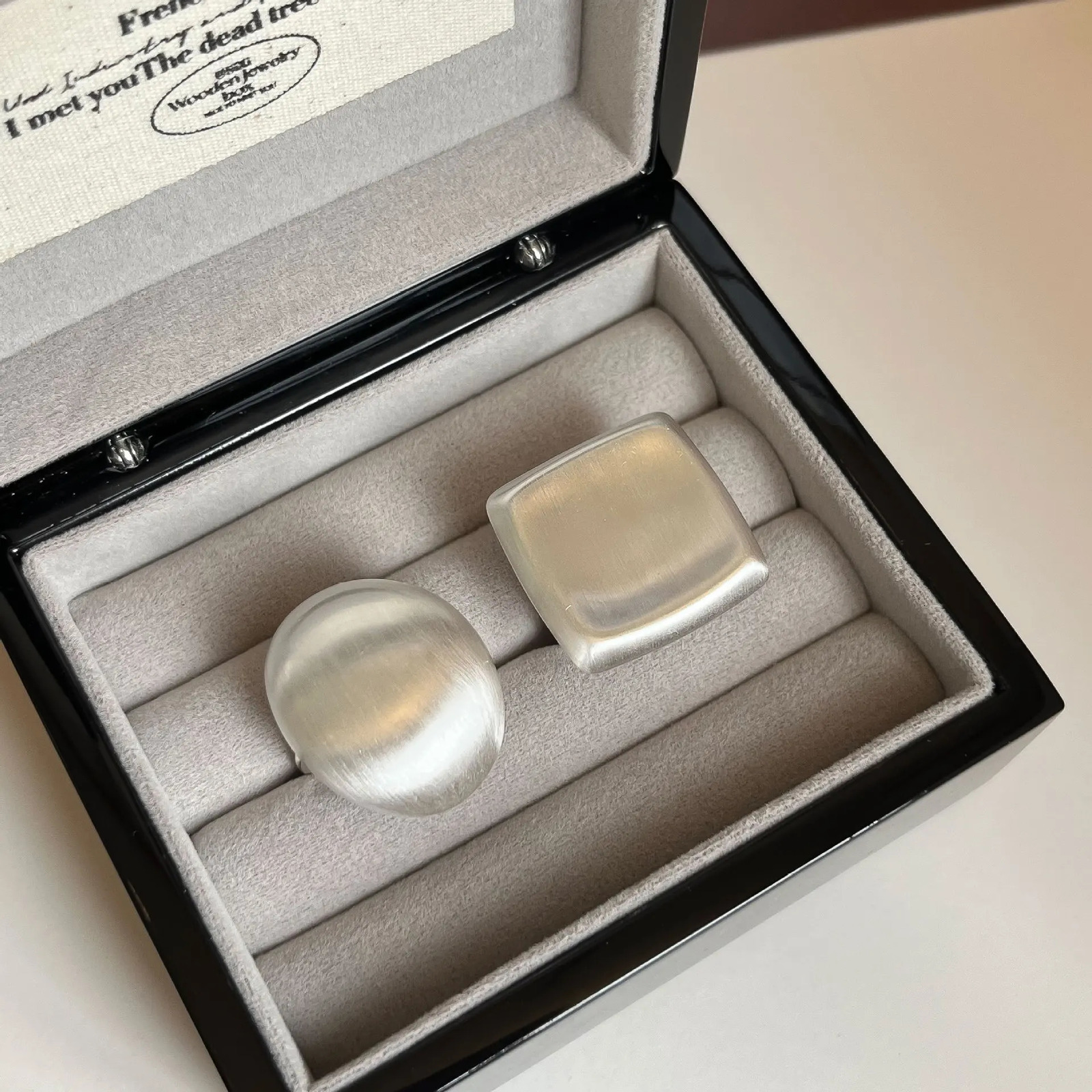 Vintage Brushed Metal Square Geometric Chunky Open Ring for Women Girls European American Personality Fashion Jewelry Gifts 260302