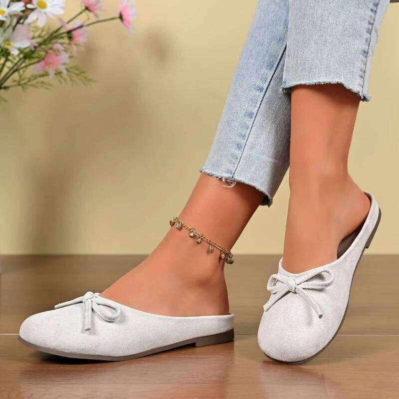 2026 new women's fashionable bow toe casual with soft soles comfortable and wear-resistant flat shoes