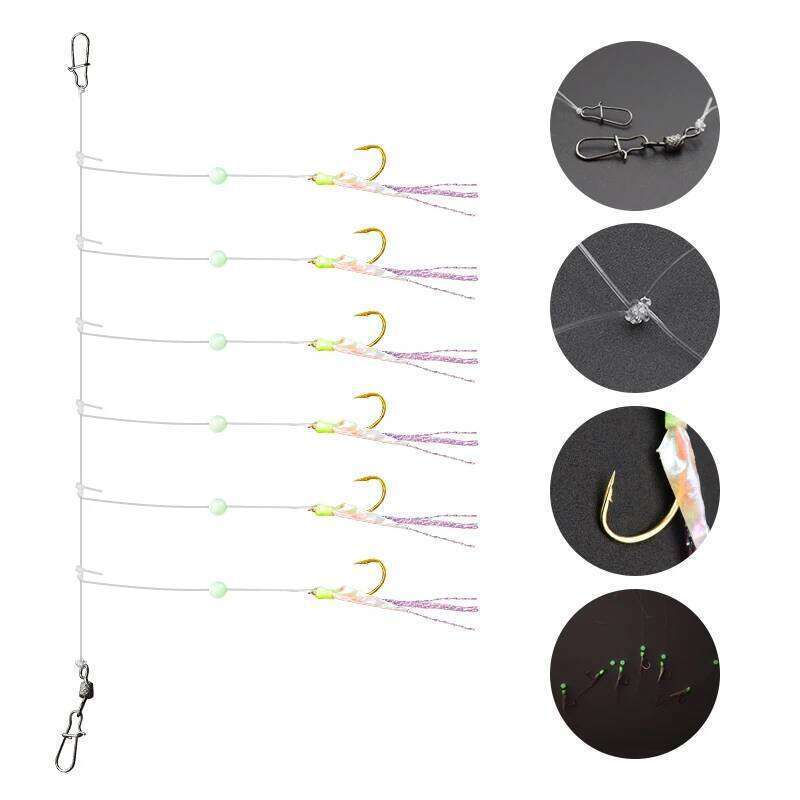ZYZ Sabiki Rigs Luminous Sea Hooks 1 6 Fishhooks Saltwater or Freshwater Boat Fishing Set Tackle S260305