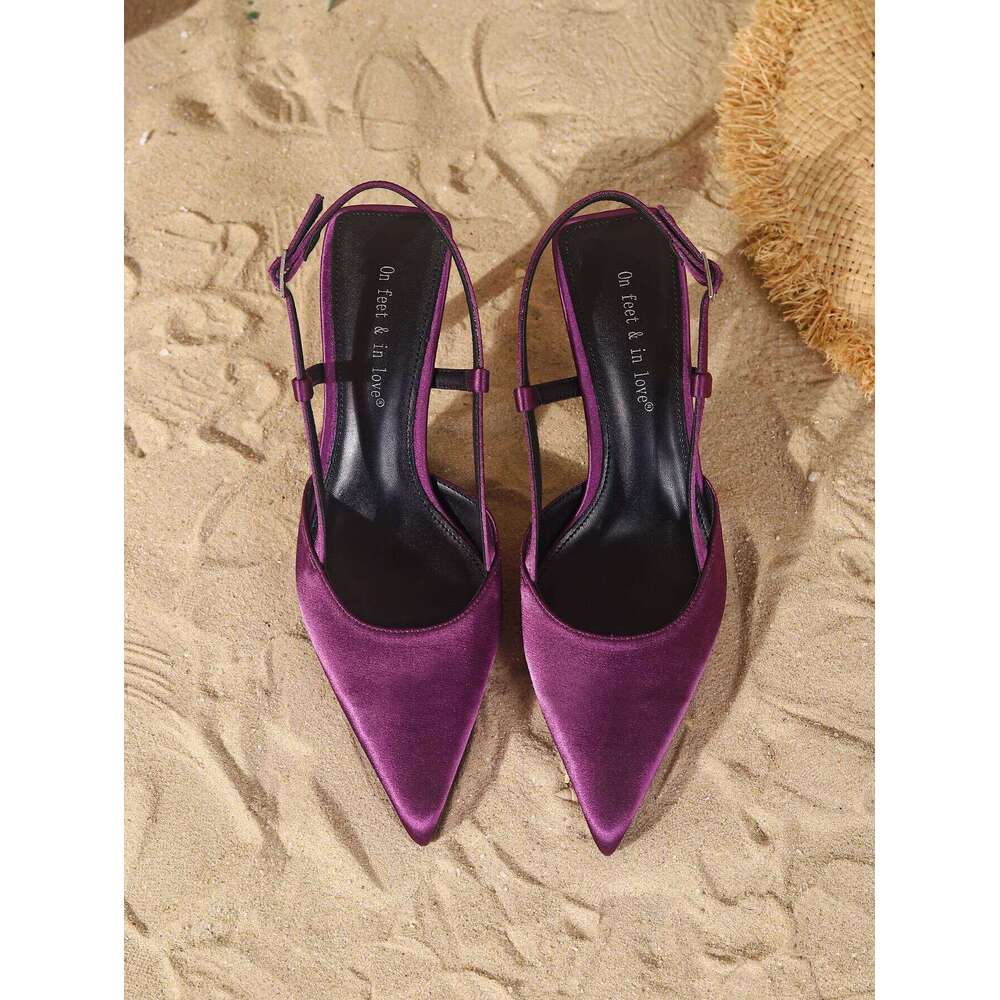 Ladies Fashion Elegant Satin Pointed Toe High Comfortable Simple and Versatile Stiletto Heels