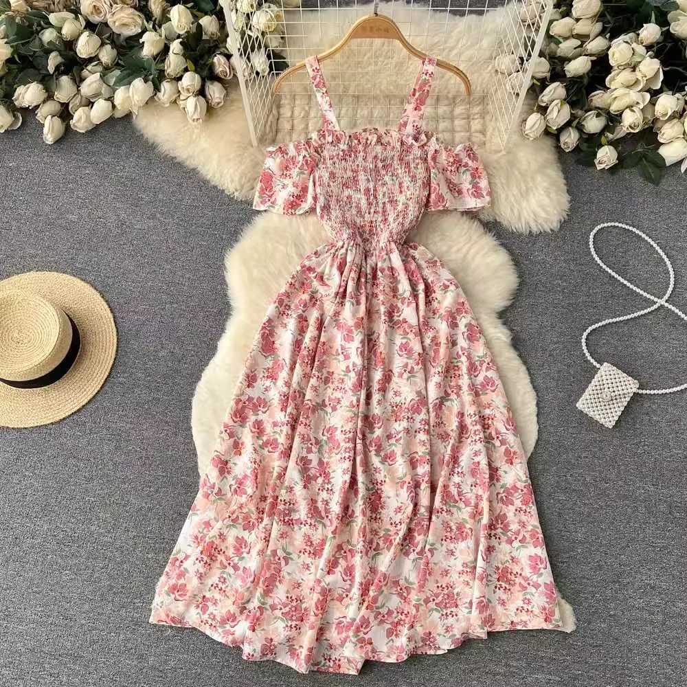 YuooMuoo Romantic Floral Print Long Summer Dress Women Fashion Off Shoulders Straps Vacation Beach Dress Korean Party Vestidos X260306