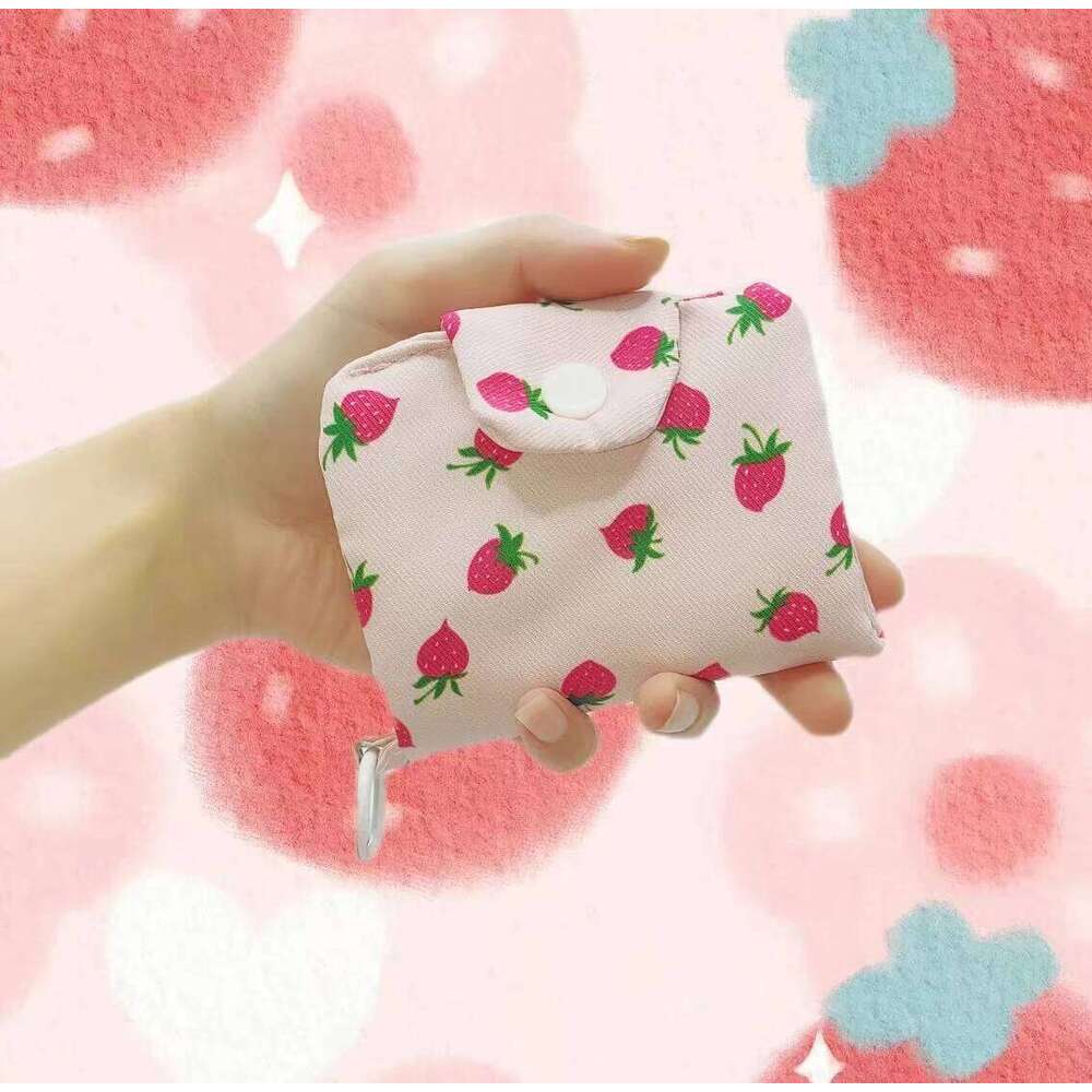 Mini Cute Flower Strawberry Canvas Card Holder Multi-Layer Coin Purse Women's Wallet Headphone Storage Bag C260304