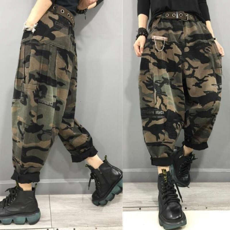 Mardi Hefxessdr Fashion Rhinestones Harem Jeans Female Spring New High Waist Loose Slimming Heavy Industry Printed Baggy Pants Women pants jeans women