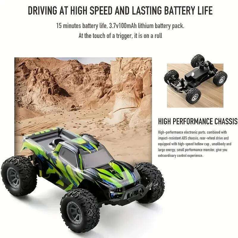 1:32 Scale High-Speed RC Off-Road 20km/h Top Speed, 2.4Ghz, All-Terrain, Electric Toy Car with LED Lights - Ideal Christma C260305