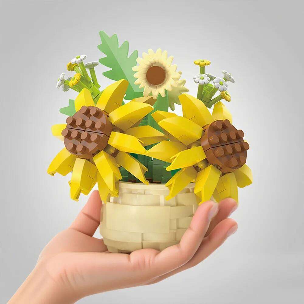 DIY Potted Plant Building Blocks Set - Rose Sunflower Succulents Bonsai Tree Romantic Garden Kids Model Bricks Toy Kit Z260305