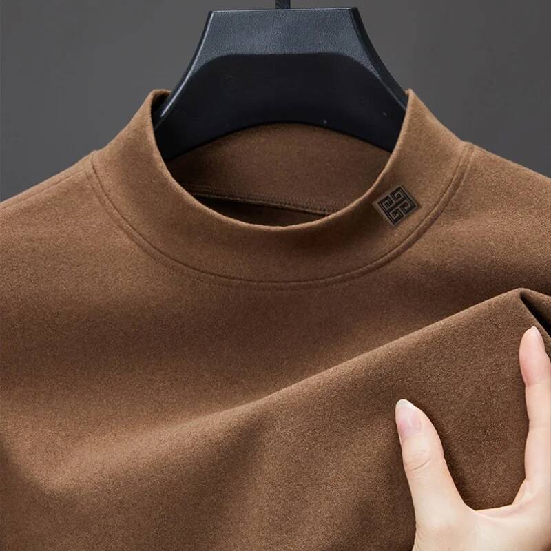 Hot Selling High-Quality Men's Double-Sided Velvet Sweatshirt O-Neck Elastic Soft Print Base Autumn Winter Versatile Menswear