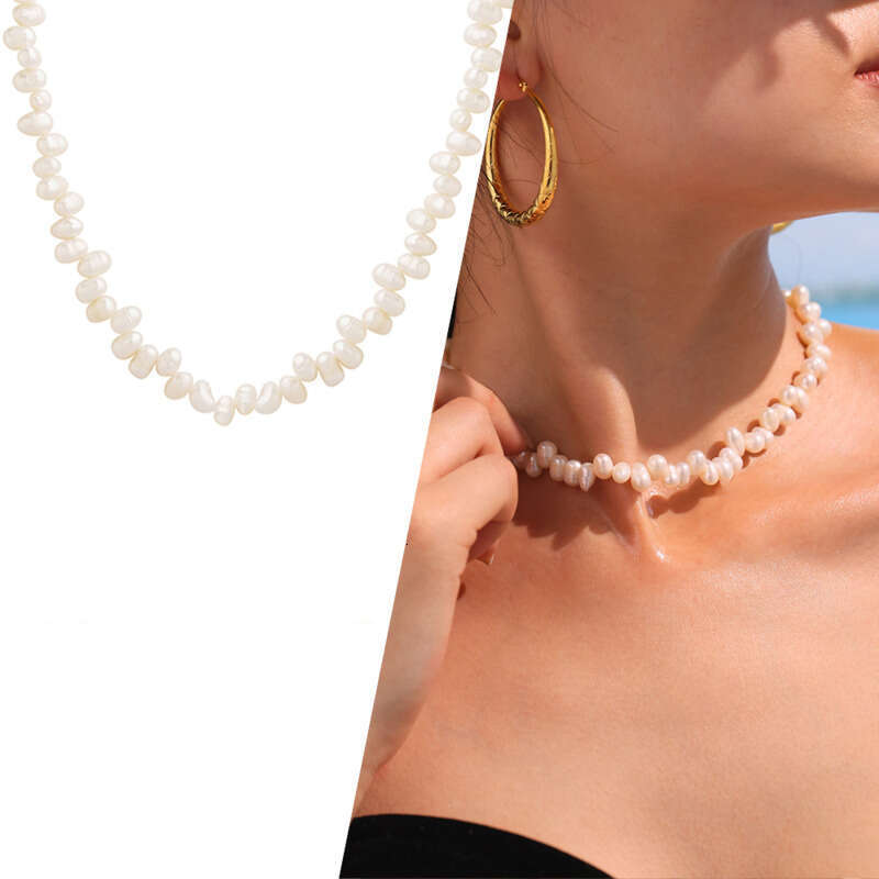 Women's Elegant Necklace: Irregular Freshwater Pearl Necklace For Women Non-fading Fashionable Light Luxury Versatile Collarbone Chain Daily Gift