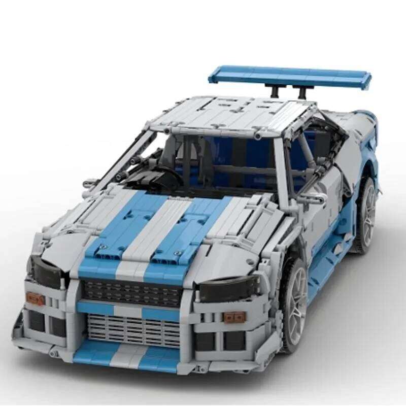 New Moc 1:8 Scale Skyline GT-R R34 Supercar Racing Car Vehicle Sport Model Buiding Block Bricks Toys for Kids Birthday Gifts Boy Z260305