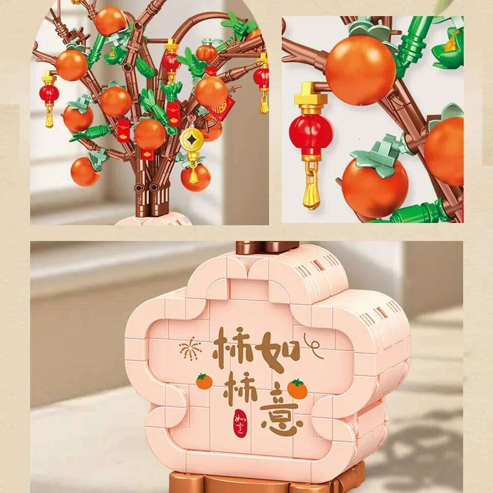 DIY Home Decoration Plastic Building Blocks Artificial Flowers Bonsai Creative New Year Gifts Z260305