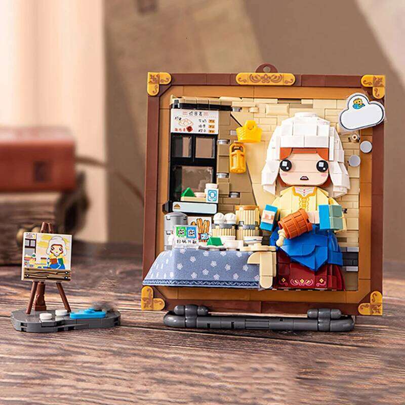 Mini Building Blocks DIY World Famous Painting Screaming Milkmaid Three-dimensional Hanging Picture Ornament Children's Toy Gift Z260306