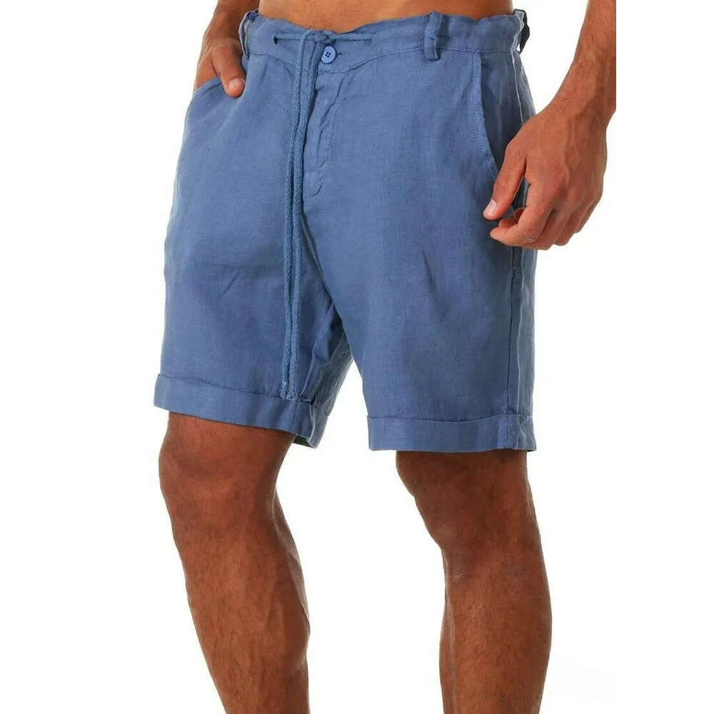 Lightweight Cotton Linen Shorts with Elastic Waistband for Comfortable Outdoor Wear Men's Clothing Daily Outfit - view 6