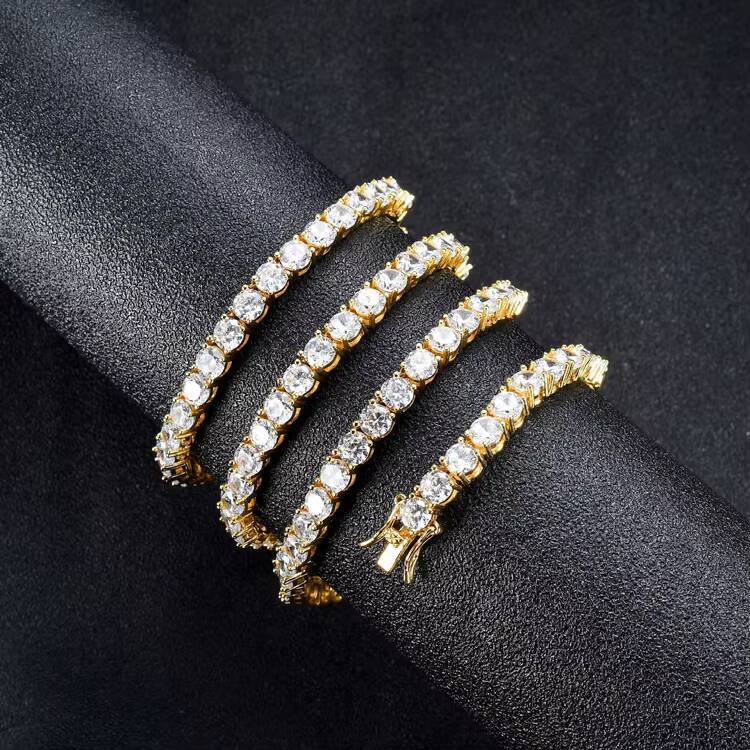 GZYS JEWELRY 4mm Diamond Chain Necklace Iced Out Tennis Chain Thin
