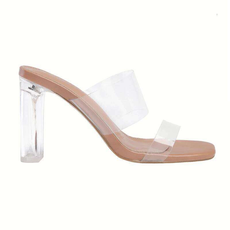 Women PVC Jelly Crystal Chunky Heel Transparent Sandals Fashion Sexy Summer High Heels Sandalias Female Pumps Zapatillas Mujer
