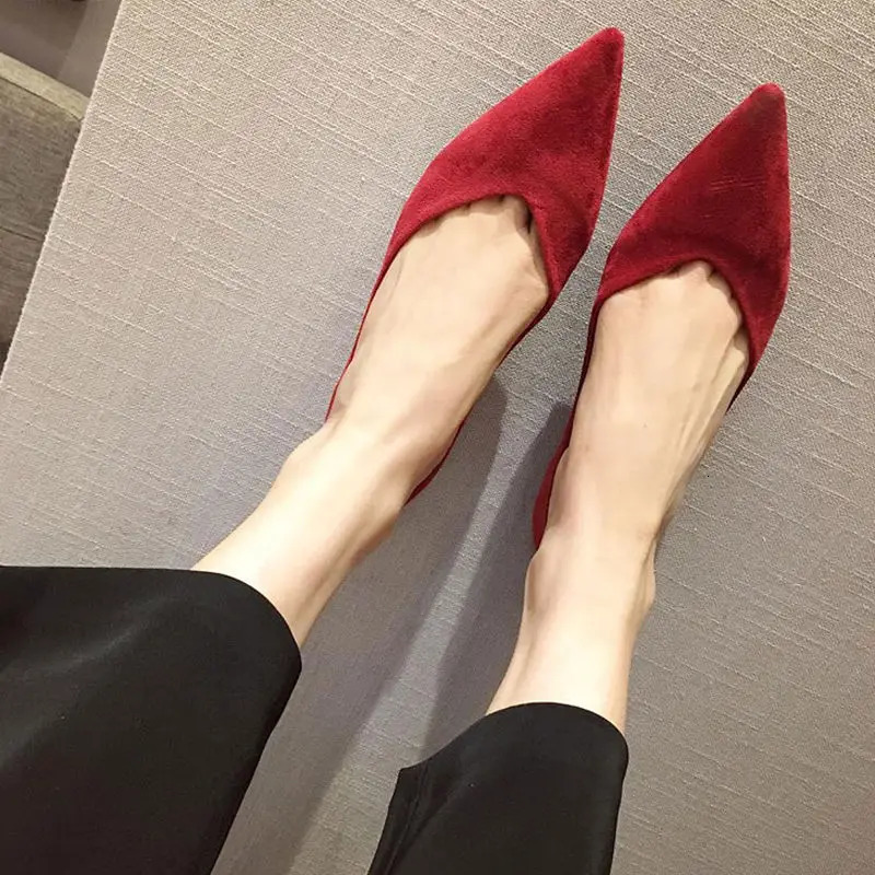 Spring Autumn Women Flats Pointed Toe Plaid Ballet Flats Woman Shoes Solid Color Boat Shoes zapatos mujer Single Shoes 260303